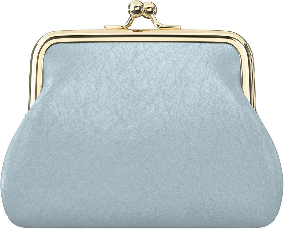Coin Purse, Small PU Leather Change Purse, Coin Purse Wallet with Clasp, Car Coin Holder Pouch for Woman Men Kids Girls, Blue