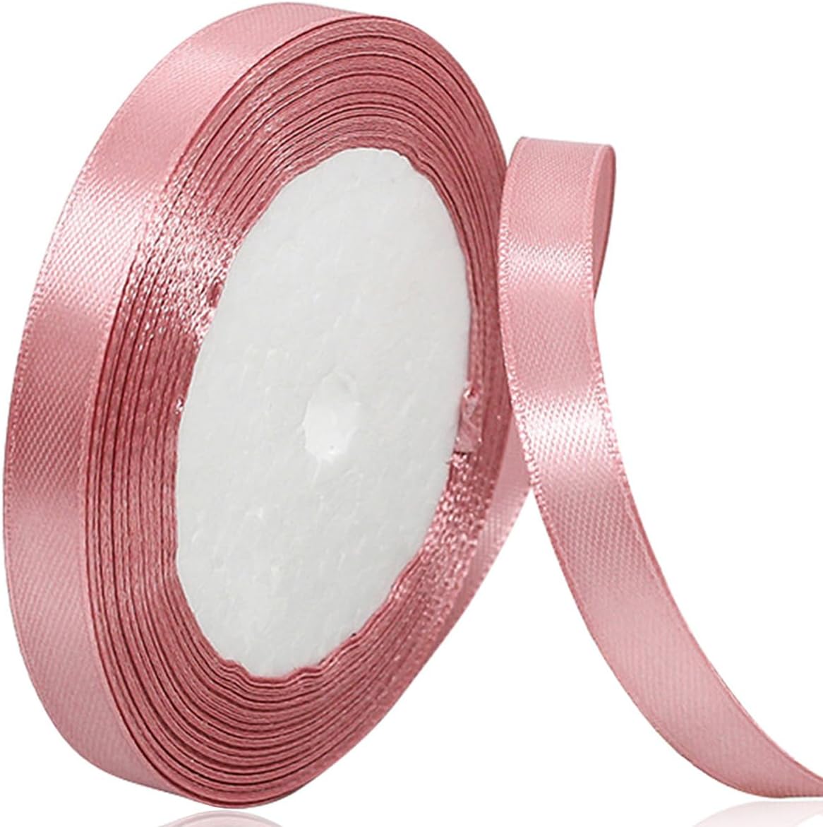 3/8 Inch Rose Gold Satin Ribbon, 25 Yards Rose Pink Solid Fabric Ribbons for Gift Wrapping, Invitation, Hair Bows, DIY Handicrafts, Sewing, Wedding Party Decoration