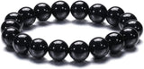 Natural 10-12mm Gorgeous Semi-Precious Gemstones Healing Crystal Stretch Elastic Beaded Bracelet Unisex Yoga Meditation Relax Anxiety Bangle for Womens Mens
