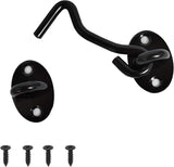3-inch Heavy Duty Hook and Eye Latch - 1x Barn Door Lock, 4X Mounting Screws - Stainless Steel Hooks for Door, Windows, Sheds, Fences, Gates, Closets, Cabinets