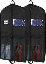 Garment Bags for Hanging Clothes Travel 43" Suit Bags for Closet Storage with Pockets Breathable Clothes Bags for Travel, Clothes,Suits,T-Shirts and Jackets with PVC Card Holder（2 Pack）