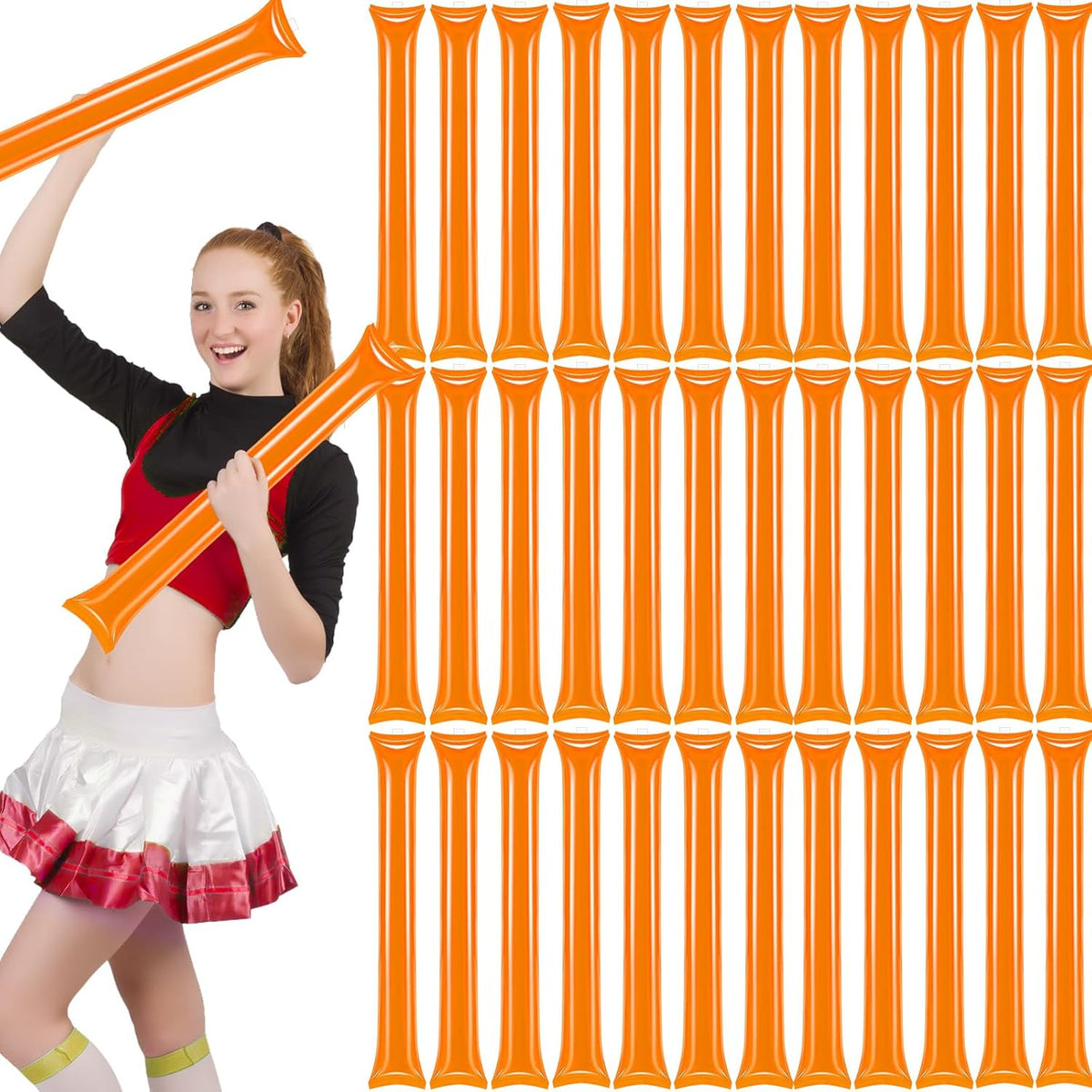 50 PCS Thunder Sticks Thicken Plastic Cheersticks Inflatable Thunder Sticks Sporting Events Team Spirit Cheersticks Sporting Cheers Basketball Football Dance Party