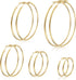 5 Pairs Gold Hoops Earrings for Women, Stainless Steel Large Gold Hoop, Fashion Classic Lightweight Women Earrings (30/40/50/60/70 MM)