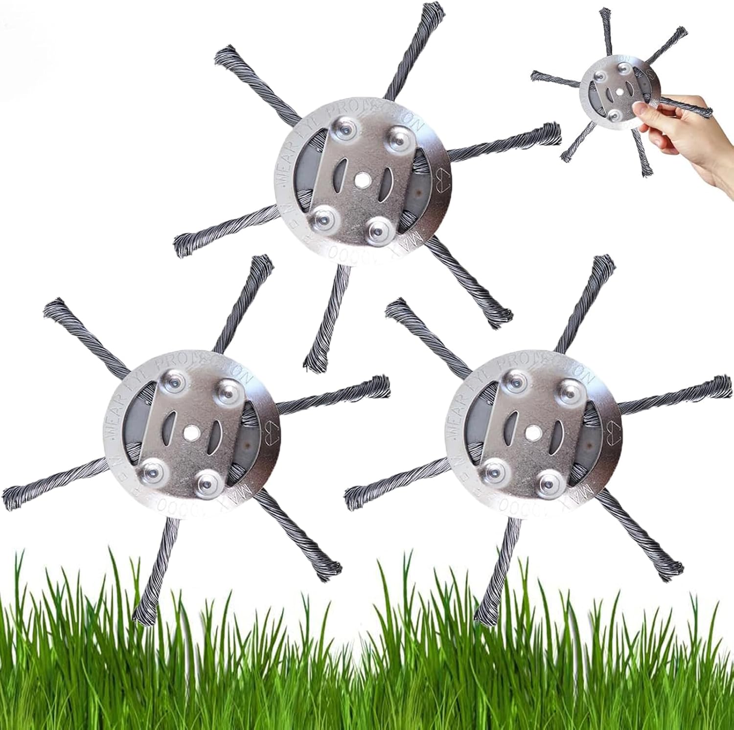 Universal Steel Wire Weedeater Head, Universal Wire Trimmer Head, Steel Wire Trimmer Head, Universals Steels Wires Grass Trimmer Heads, for Weed Eater, Grass Removal Tool (2, 6 Blades)