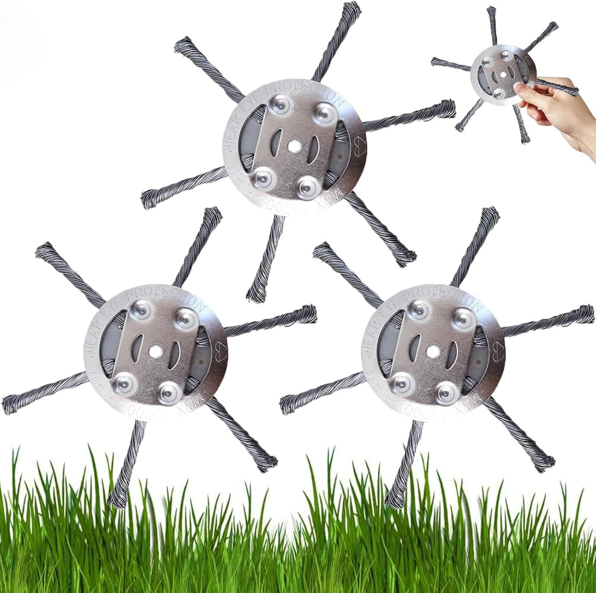 Universal Steel Wire Weedeater Head, Universal Wire Trimmer Head, Steel Wire Trimmer Head, Universals Steels Wires Grass Trimmer Heads, for Weed Eater, Grass Removal Tool (2, 6 Blades)