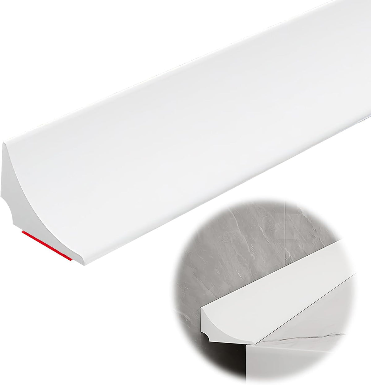 98 Inch Water Barrier for Sink,Silicone Shower Water Barrier Threshold Water Dam Self Adhesive Sealant Strip Bottom Seal Strip Corner Shower Water Guard for Bathroom Floor Bathtub Kitchen Countertop
