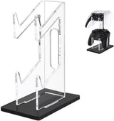 Universal Dual Game Controller Holder Desk Stand for PS4 PS5 Xbox ONE Switch, Perfect Display and Organization, Gaming Controller Accessories(Transparent Acrylic) (2T/Black)