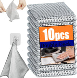 Wire Mesh Cleaning Cloth,Non Scratch Wire Dishcloth,Wire Dishwashing Rags,Multipurpose Metal Miracle Washing Rag,Reusable Steel Wool Scrubber for Kitchen Cleaning(10pcs)Suitable for Dishes,Pots, Dish