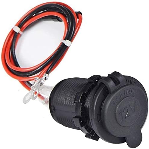 12V Car Cigarette Lighter Socket Waterproof and Dustproof plug socket for Car Truck Motobike Boats Marine ATV, with Fuse & 60cm Cable (Black-1PCS)