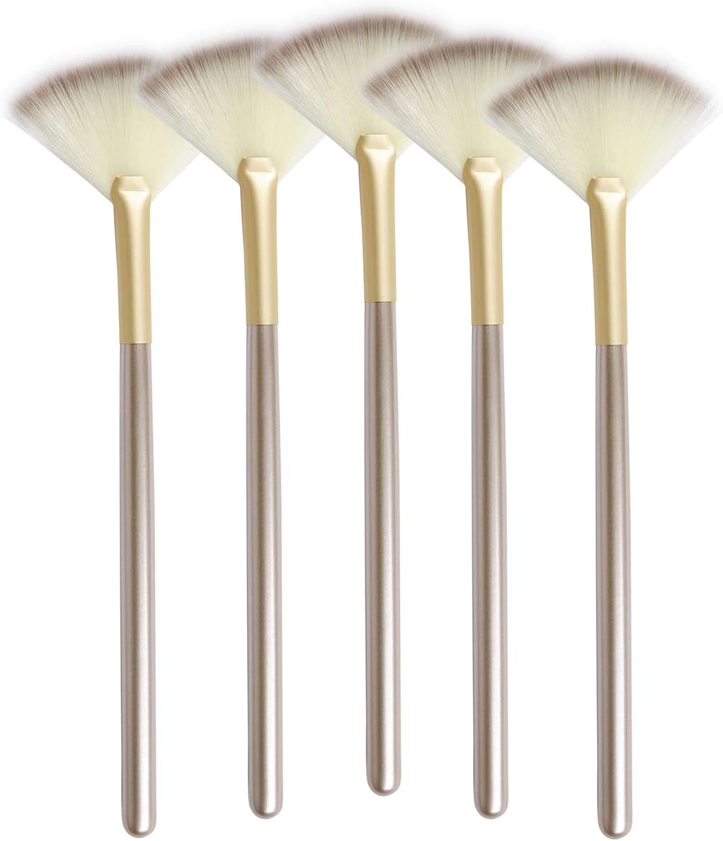 Slim Soft Facial Fan Brush,Makeup Cosmetic Multi Use, Mask Acid Applicator for Glycolic Peel Masques,Chemical Peel Brush,Pack of 5