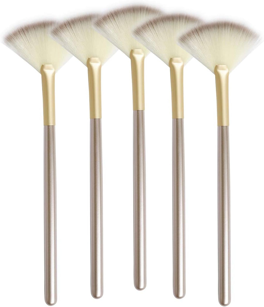 Slim Soft Facial Fan Brush,Makeup Cosmetic Multi Use, Mask Acid Applicator for Glycolic Peel Masques,Chemical Peel Brush,Pack of 5