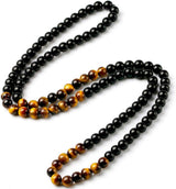 Black Onyx Men's Tiger Eye Stone Bead Necklace Fashion Natural Stone Jewelry Handmade Gift, Tiger Eye Onyx