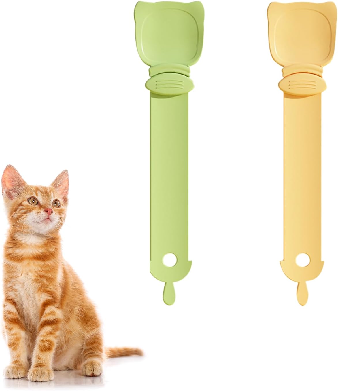 2 Pcs Cat Strip Feeders, Cute Head Shape Squeeze Spoon Multifunctional 2-in-1 Food Dispenser Treat Spoon for Wet Food Pet Supplies