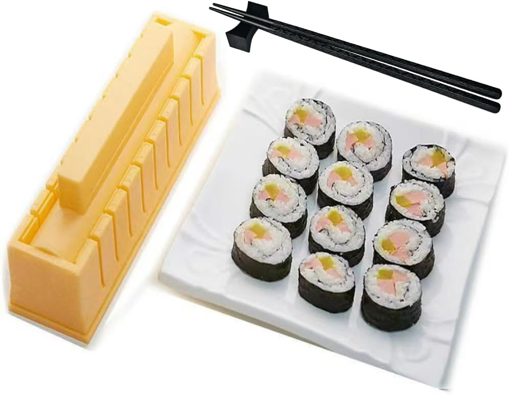 Sushi Maker, DIY Mold Set - Easy Sushi Making Kit, with Chopsticks and Chopstick Rest (Round Shaped)