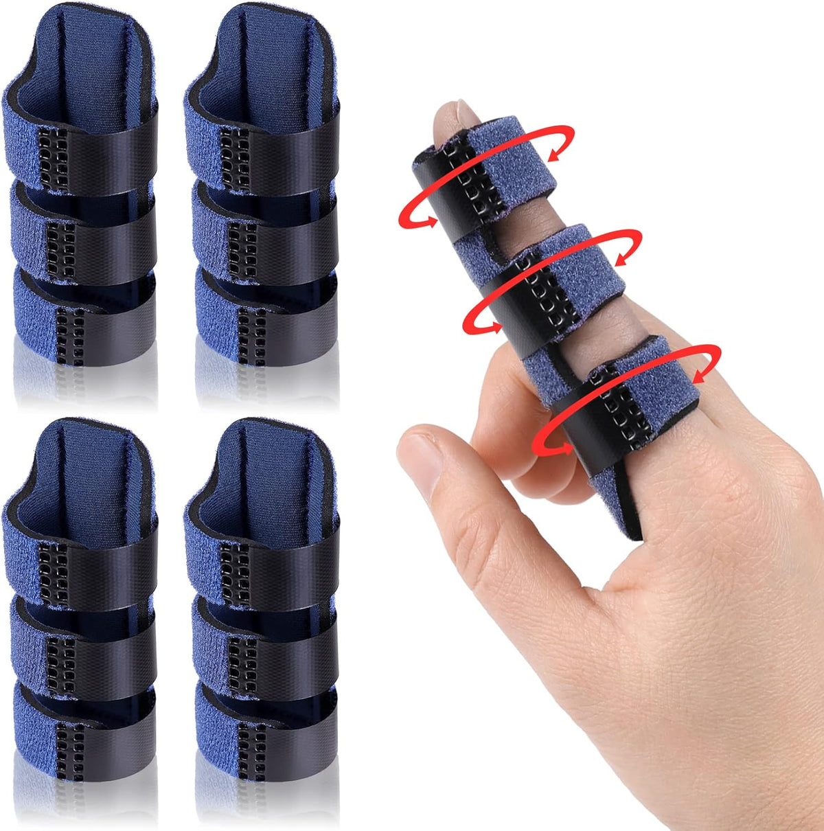 Trigger Finger Splint, Finger Splints for Straightening & Trigger Finger & Broken Finger,Finger Brace Fits Index Finger - Middle Finger - Ring Finger (Blue-4pcs, One Size)