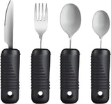 YPC Adaptive Utensils,Easy Grip Silverware,Built Up Bendable Fork,Teaspoon,Tablespoon and Knife for Tremors,Adults,Elderly,Arthritis and Parkinsons,4 Piece Set