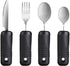 YPC Adaptive Utensils,Easy Grip Silverware,Built Up Bendable Fork,Teaspoon,Tablespoon and Knife for Tremors,Adults,Elderly,Arthritis and Parkinsons,4 Piece Set