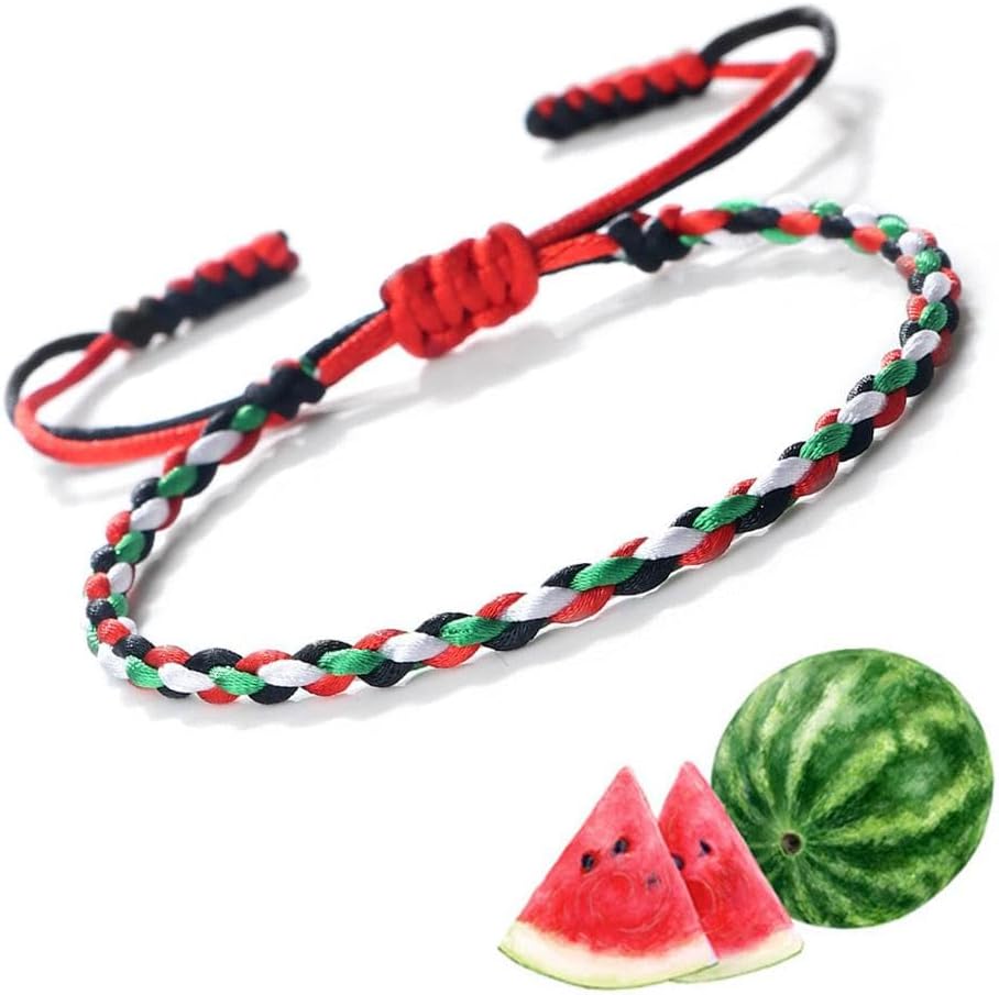 Palestine Handmade Bracelet,Country Flag Color Tibetan Wrist Wrap Bracelet,Boho Rope Bracelet Wrap Bangles for Women, Men