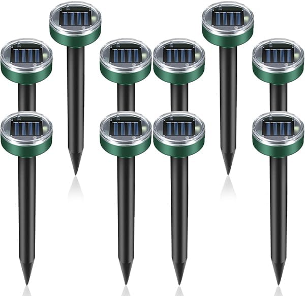 Mole Repellent 10 Packs, Outdoor Solar-Powered Animal Repellent, Waterproof Mole Killer Traps for Garden, Yard, Lawn,Effectively Repels Groundhog Snake Vole