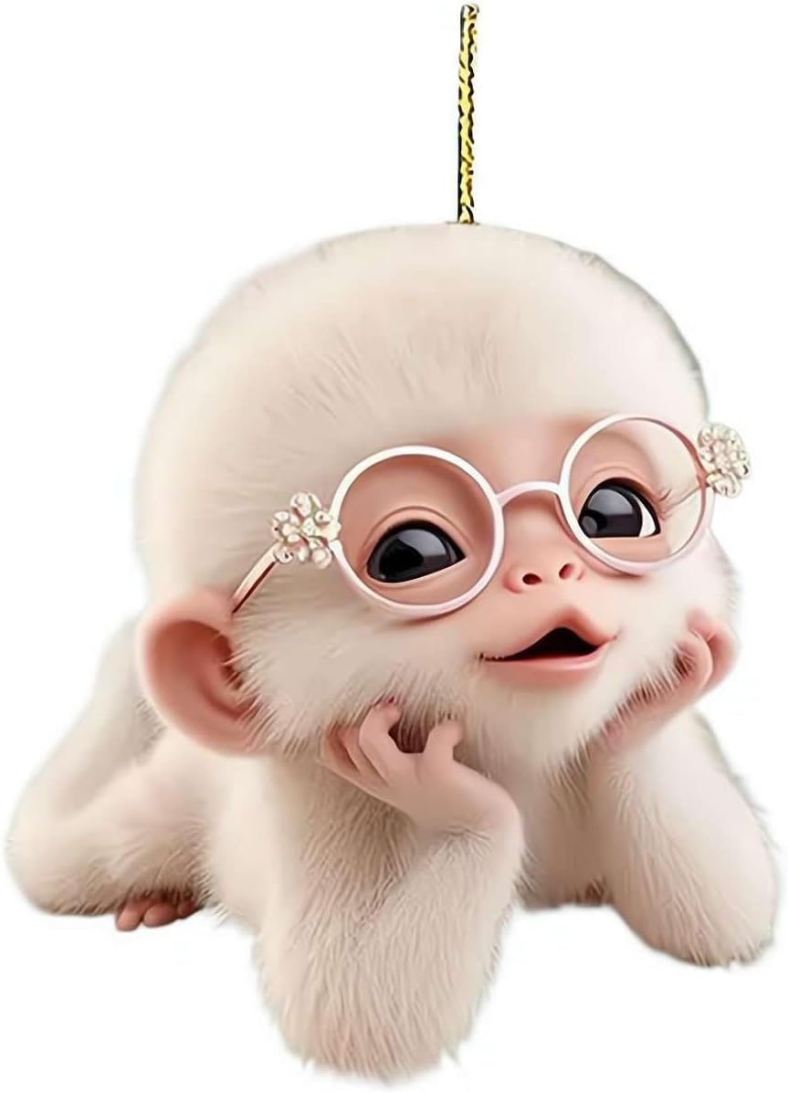 Cute Monkey Pendant Ornament - Acrylic Cute Monkey Auto Rear View Mirror Decoration, Funny Acrylic Swinging Hanging Ornament Car Decor