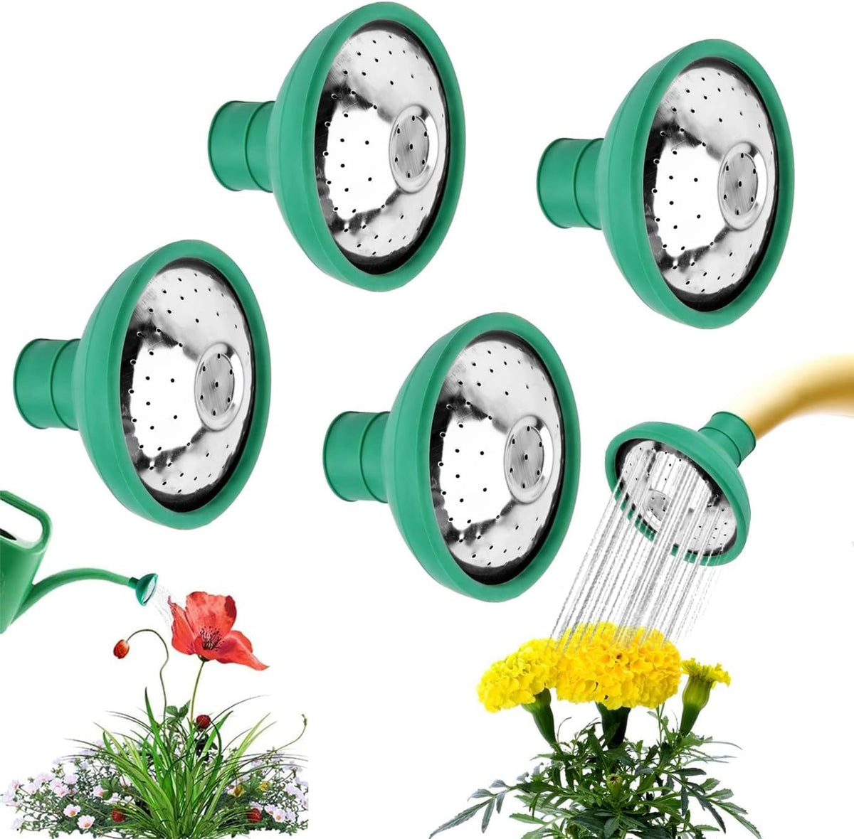 Universal Watering Can Head Replacement,Water Sprinkler Sprayer Rose Head Kettle Replacement Nozzles,Garden Shower Heads Watering Tool for Most Watering Jugs (4PCS)