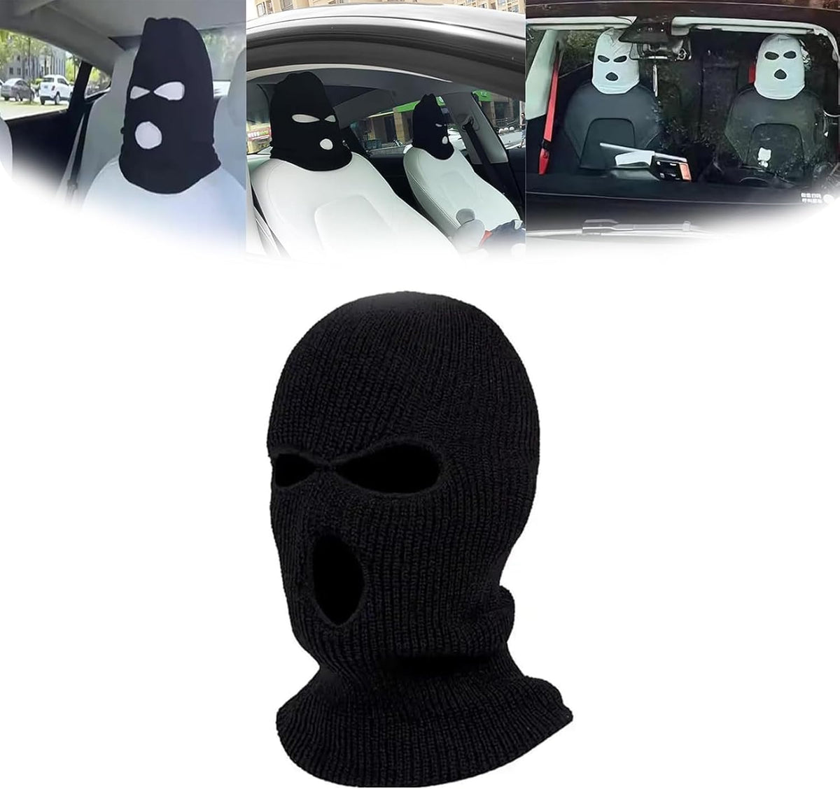 Car Headrest Cover, Funny Face Mask Auto Front Seat Head Rest Protector, Universal Ski Mask Wrap Protection,Spoof Face Car Decoration Interior Accessories for Most Cars,Trucks,SUV Models