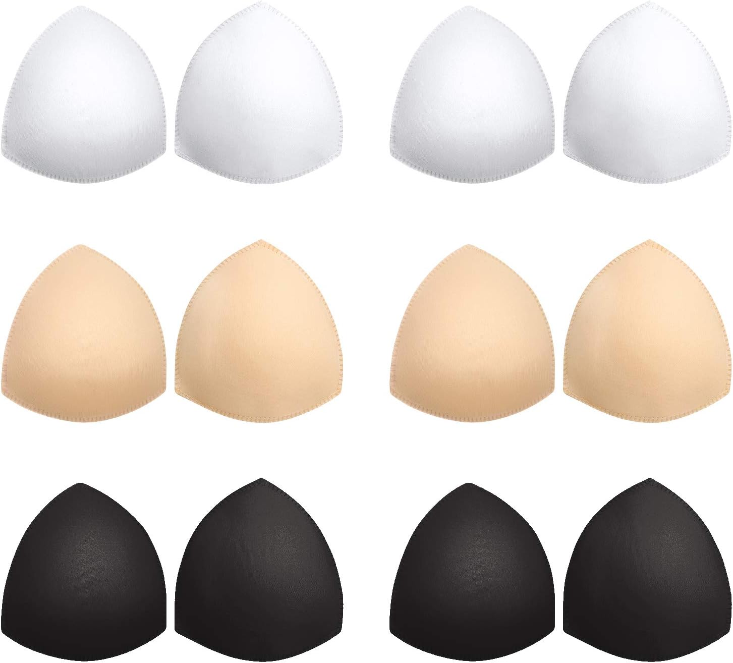 Bra Pads Inserts 6 Pairs, Bra Cups Inserts, Removable Breast Enhancers Inserts for Women (Beige, Black, White)