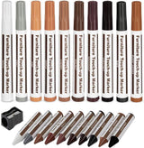 Furniture Wood Repair Markers Kit,Touch Up Markers and Wax Sticks with Sharpener,for Stains, Scratches, Floors, Tables, Desks, Carpenters, Bedposts, Touch-Ups, Cover-Ups, Molding Repair - Set of 21