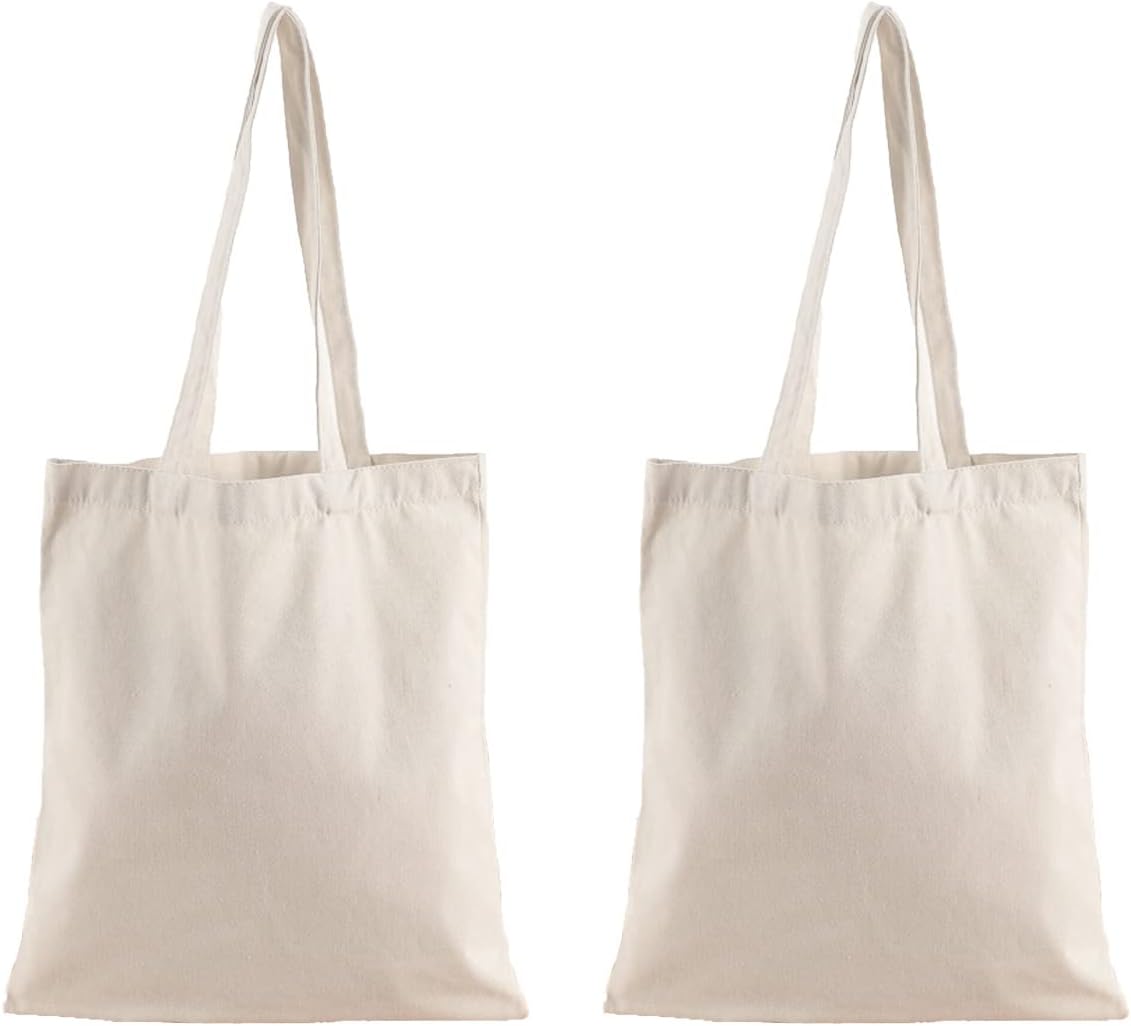 Reusable Grocery Shopping Bags Cotton Tote Bag, Blank Tote Canvas Bags for DIY Craft, Grocery,Shopping,Drawing