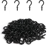 1/2 Inch Small Screw Hooks,  100 Pcs Black Mini Screw in Jewelry Hooks Tiny Metal Screw Wood Ceiling Wall Hooks for Jewelries Crafts Keys Caps Plants String Lights Wreaths