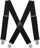 Mens Suspenders X-Back 2" Wide Adjustable Solid Straight Clip Suspenders