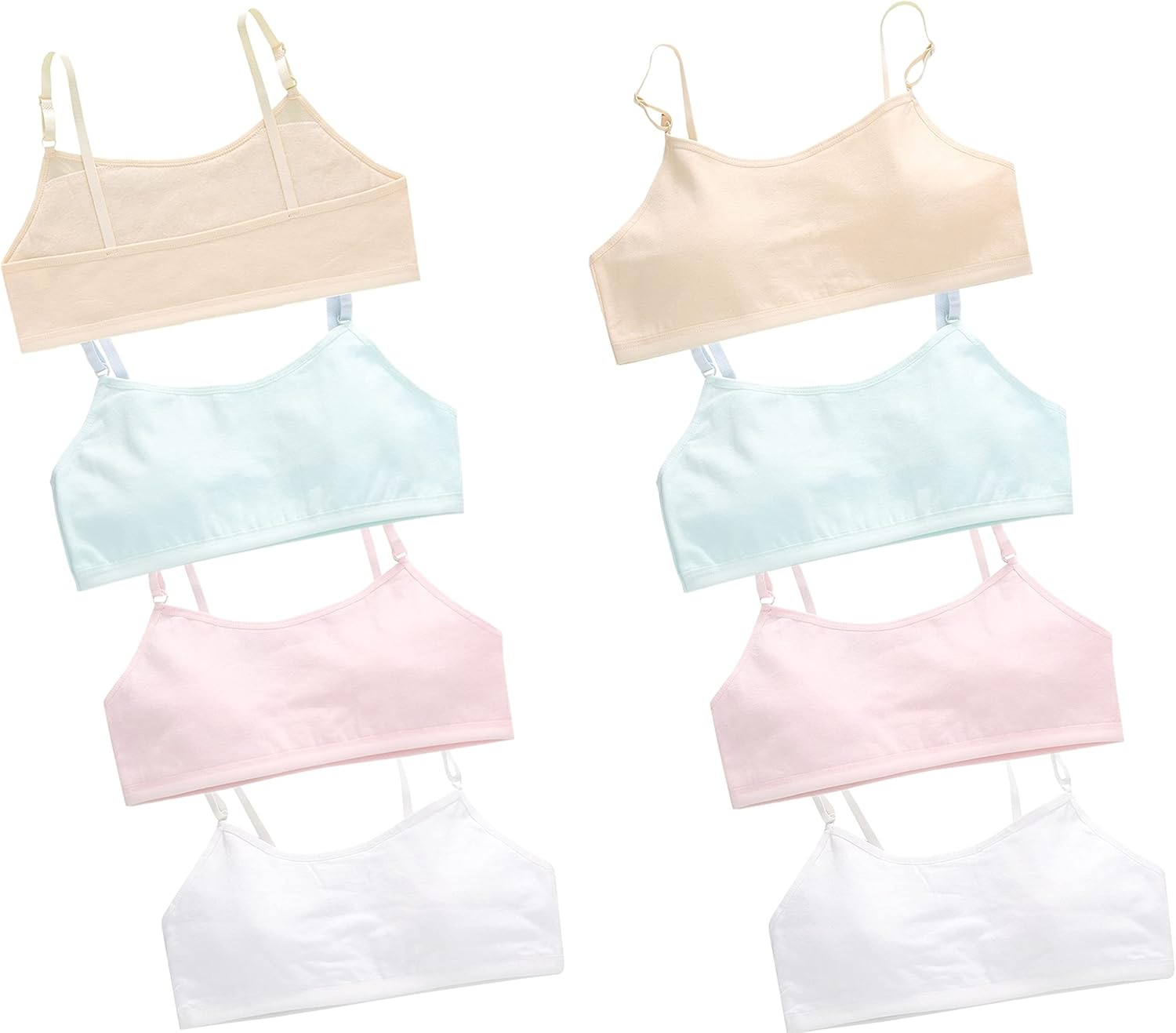 Training Bras for Girls Seamless Adjustable Cotton Cami Bralettes 7-14Y