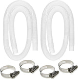 2 Pack 1.25" x 59" Pool Hose, Swimming Pool Replacement Hoses for Above Ground Pools, Pool Pump Hose for Intex Filter Pump 607, 637, 330GPH, 530GPH, 1000GPH, with 4 Metal Clamps