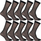 10 Pairs Mens Summer Ultra Thin Socks Silk Sheer Sox Breathable Business Dress Sock Large Size