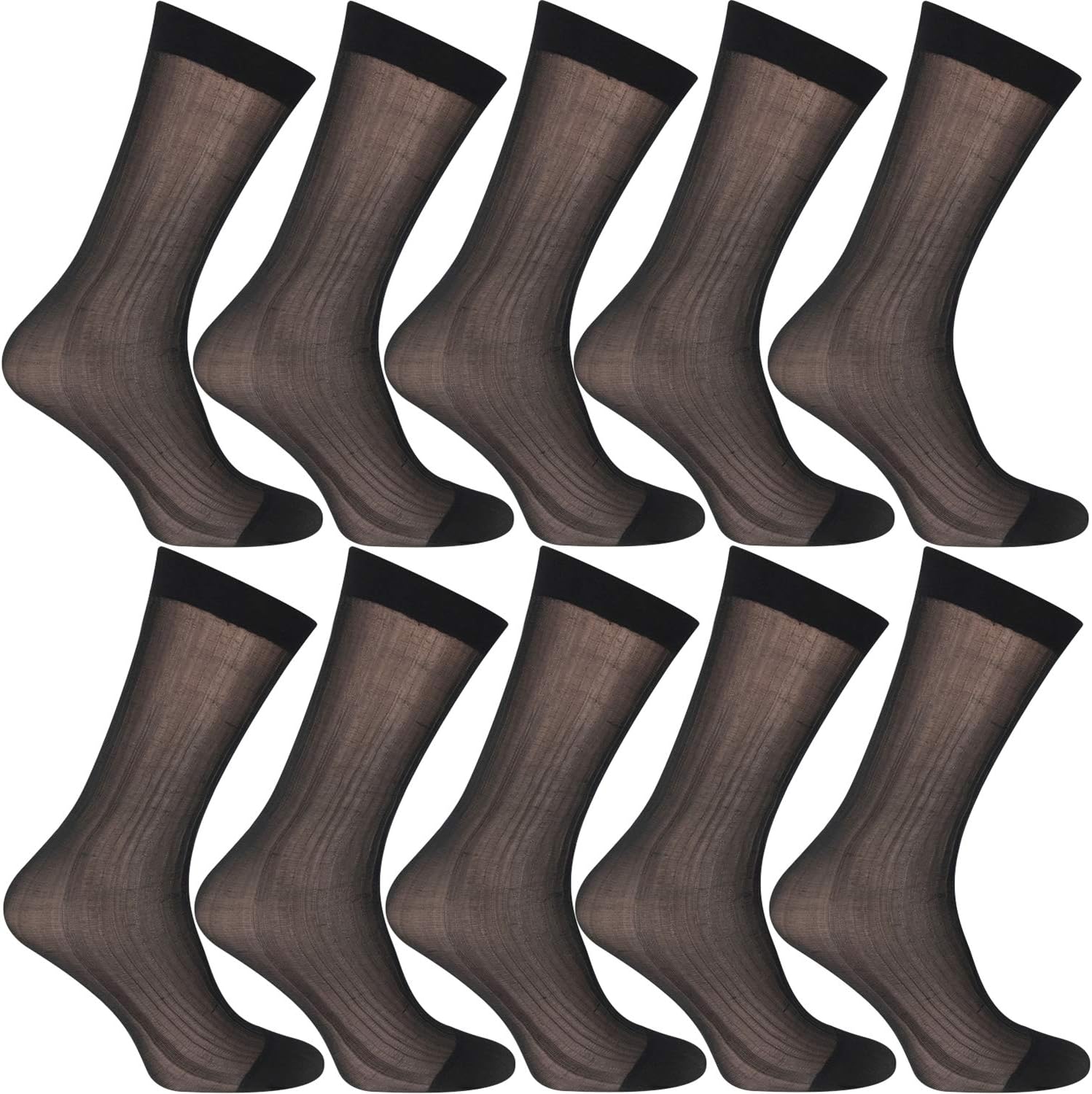 10 Pairs Mens Summer Ultra Thin Socks Silk Sheer Sox Breathable Business Dress Sock Large Size
