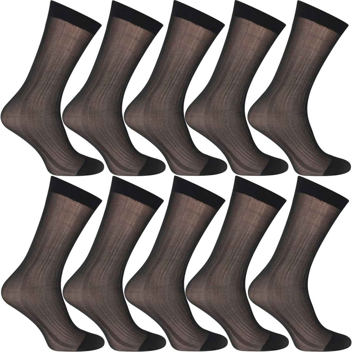 10 Pairs Mens Summer Ultra Thin Socks Silk Sheer Sox Breathable Business Dress Sock Large Size