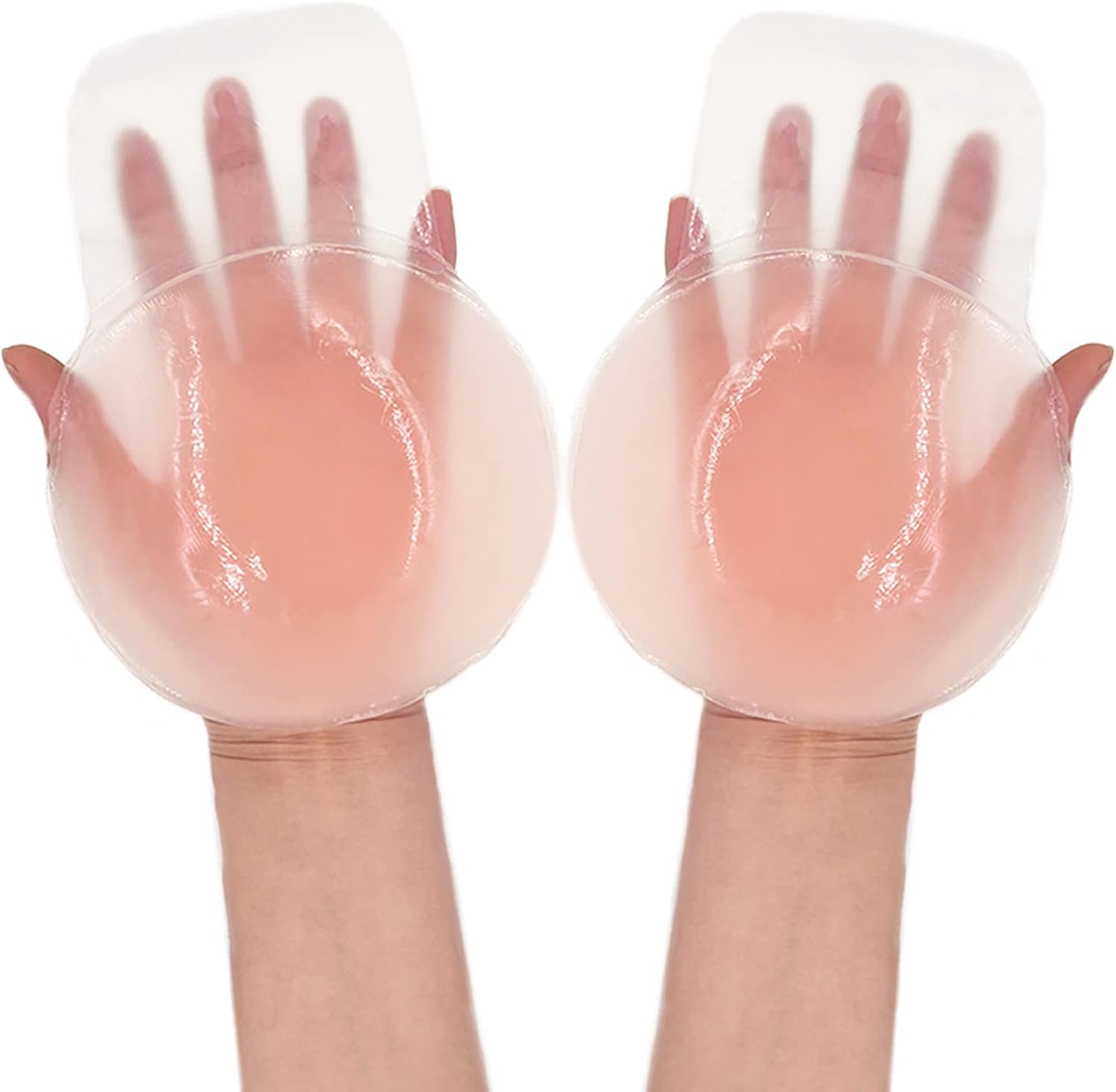 Breast Lift Pasties Nipple Cover: 5.1inch Silicone Sticky Bra for Women Reusable Strapless Boob Petals, Pink, Large