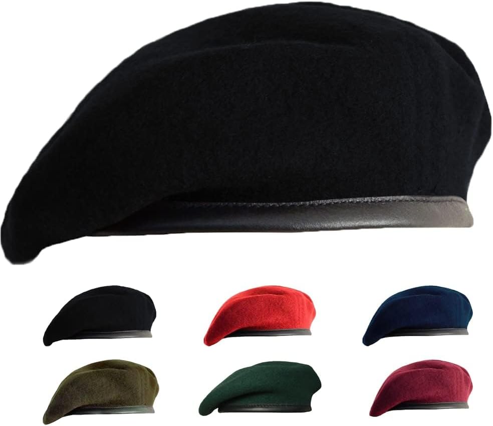British Military Berets for Men and Women,Wool and Leather Army Beret Hats