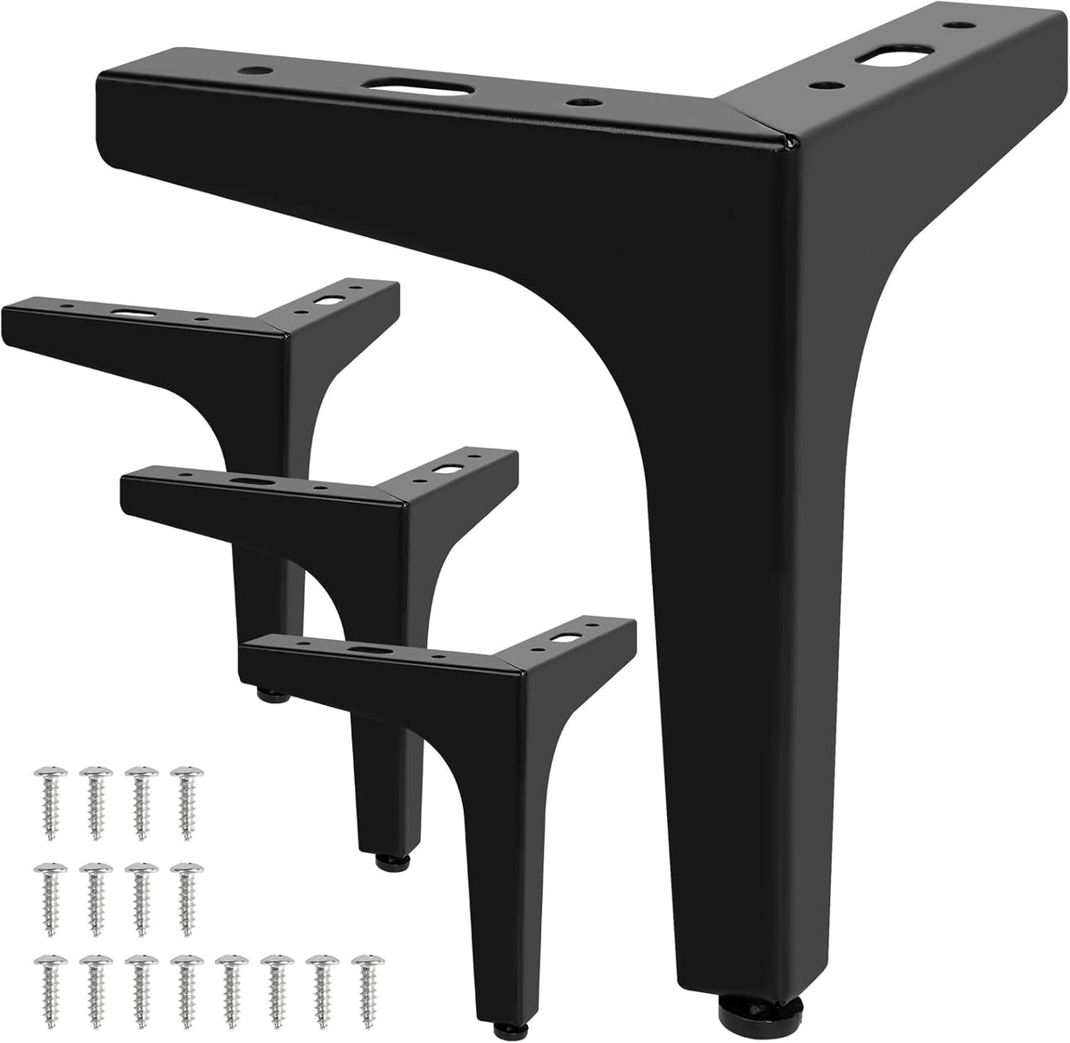 6 Inch Metal Furniture Legs - Set of 4 Modern Iron Diamond Triangle Feet, Black, for Sofa, Cabinet, Chair, Bed, and More