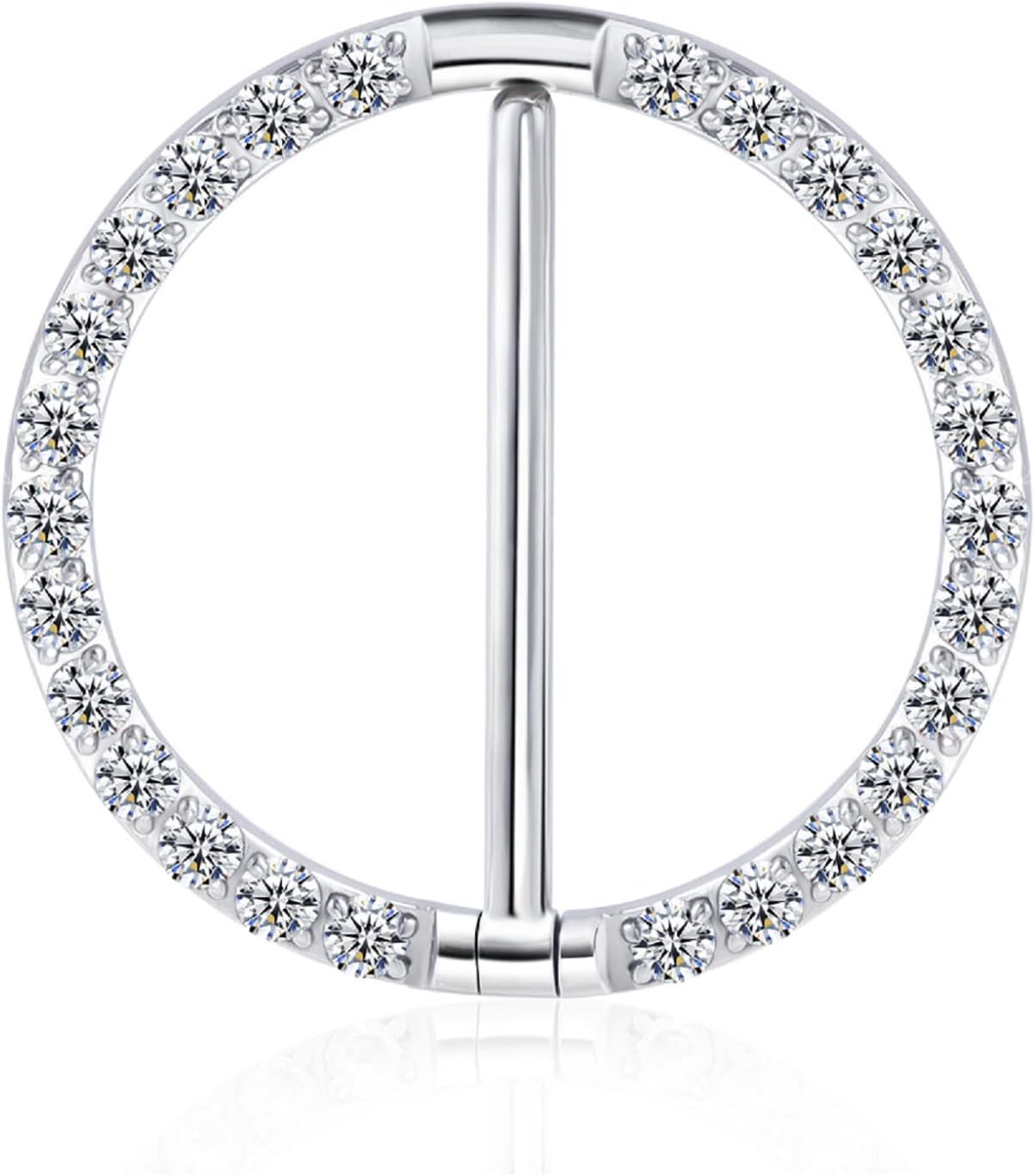 16G Nipple Rings, 2Pcs G23 14mm Solid Titanium Nipple Piercing Jewelry with Clear Shiny Cubic Zircon for Women, 14mm, Titanium, cubic zirconia