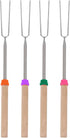 Marshmallow Roasting Sticks Smores Kit Telescoping Long 31 to 81cm Smores Sticks Hot Dog Fork Barbecue Forks for Grilling Campfire Camping BBQ 4 Pack
