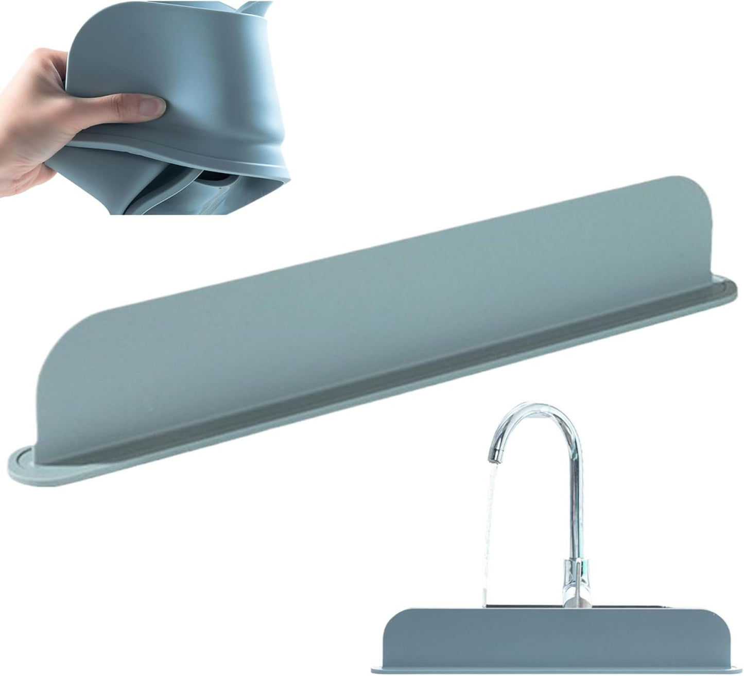 Sink Splash Guard, Safe Silicone Sink Splash Guard, Non-Slip Sink Water Splash Guard with Suction Cup Base, Reusable Sink Splash Guard Behind Faucet for Kitchen Sink, Sink Water Splash Guard