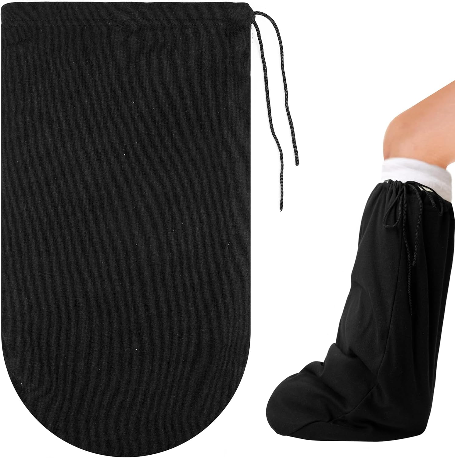 21 x 12.5 Inch Leg Cast Cover- Adjustable Drawstring Foot Cast Sock Cover- Warm Plaster Stocking Protective for Women Men Foot Leg Ankle Protection (1pcs)