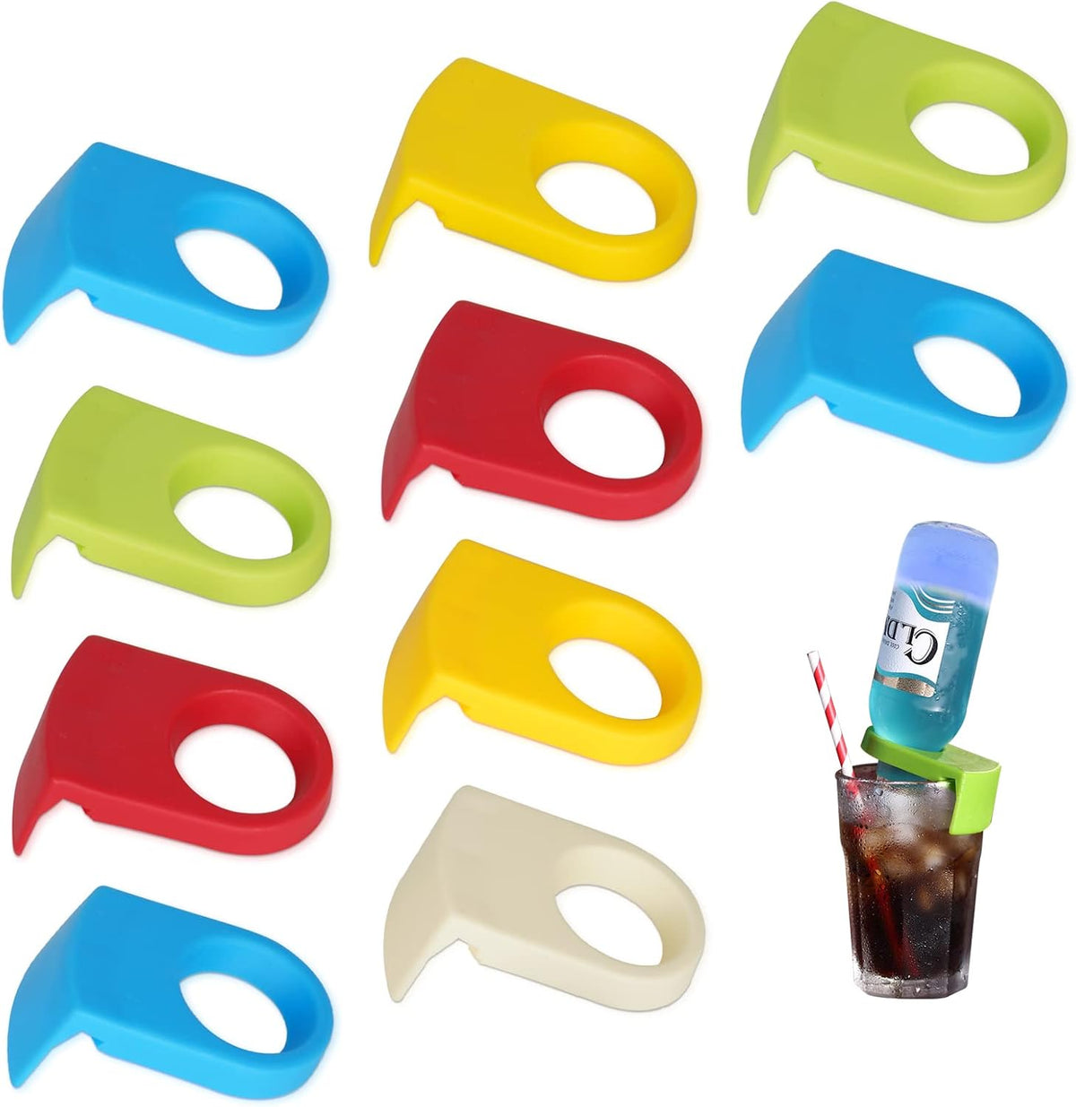 10pcs ABS Drink Clips Bottle Buckle Holders Beer Cocktail Snap for Schooner & Goblet Glasses (Random Color)