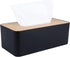 Tissue Box Cover,Tissue Holders,Tissue Box Holder for Bathrooms,Bamboo Cover Plate,Home and Office,9.7 * 5 * 3.6in (Black)