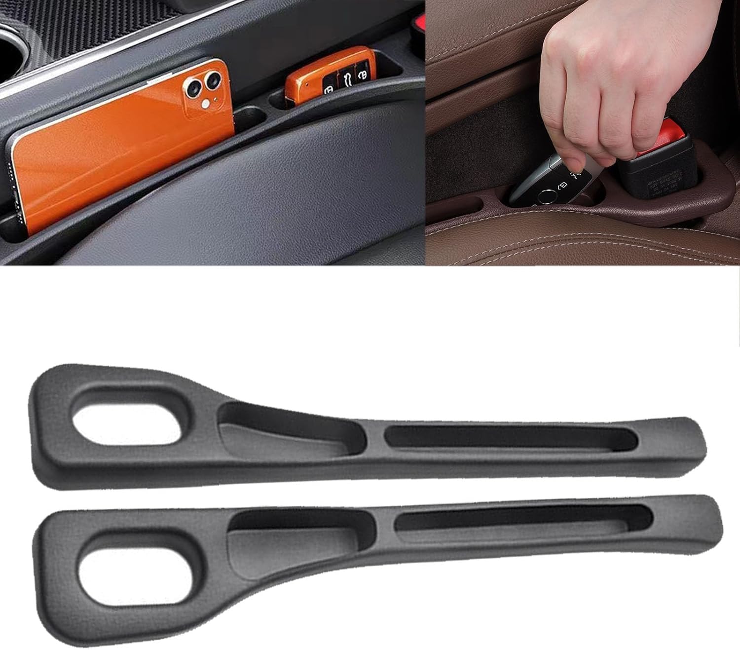 2PCS Nodrop Seat Guard,Car Seat Side Gap Filler, Place Your Phone, Cards, Wallet, Side Gap Fillers for All Cars Place Your Phone, Cards, Wallet (BLACK B)