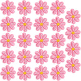 24pcs Flower Iron on Patches, Cute Daisy Flower Patch for Clothes, Sew on Embroidered Applique Patch, Sewing Floral Patches for Clothes Jeans Jackets Bags - Pink (4x4cm)