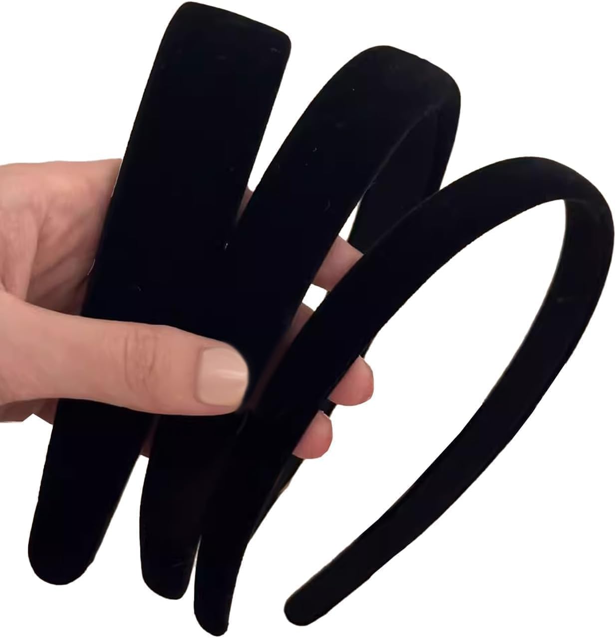 3Pcs Black Velvet Headbands for Women, Soft Head Bands for Women's Hair Plain Velvet Hair Band Hoop for Girls Cute Hair Accessories