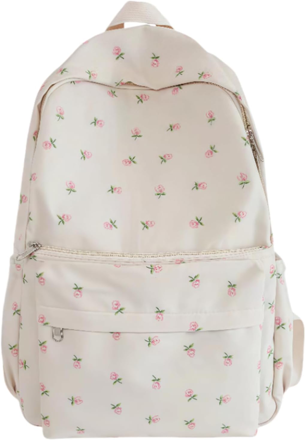 2025 Cute Preppy Bag Floral Printed Kawaii Backpack Cottagecore Aesthetic Backpack Laptop Daypack, White, Daypack Backpacks