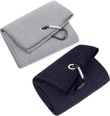 Golf Towel,2 PackPremium Microfiber Fabric Waffle Pattern Towels,Heavy Duty Carabiner Clip (2 Pcs,2 Colors)